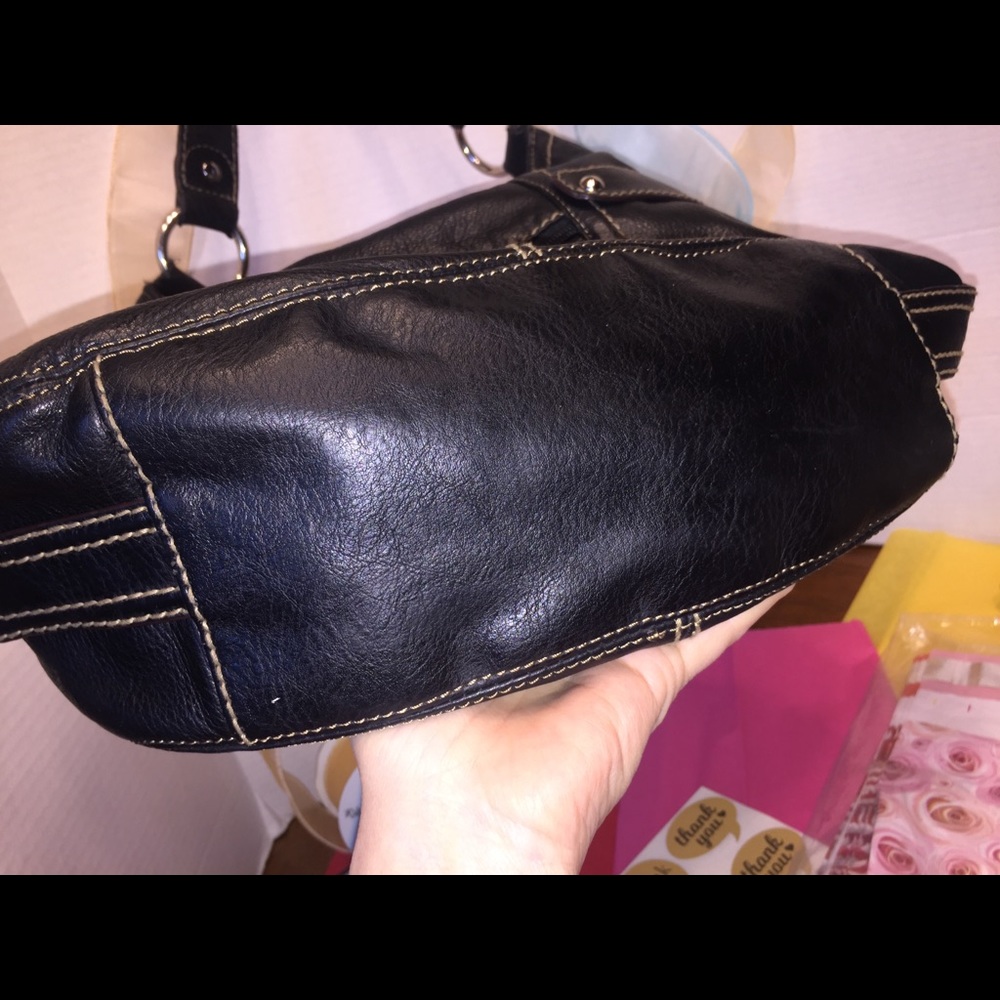 Tignanello’s Black Leather Hobo; Silver Hardware - Picture 5 of 8